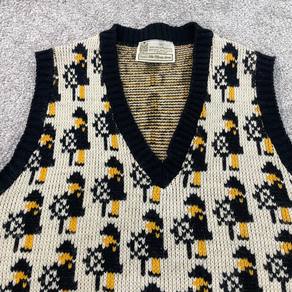 Vintage Sweater Vest Large Boat Captain Novelty 8bit Nautical Sears Kings Road